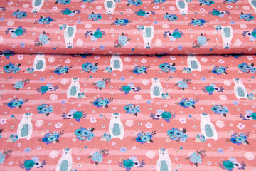 Stoffpaket Jersey mit Bären, altrosa, rosa